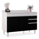 Ver imagem 1 de Balcão de Cozinha Lavanderia com Tampo 02 Gavetas Beth Branco e Preto 120 cm - D’Rossi