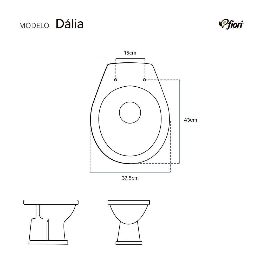 Assento Sanitário Laqueado Dalia Cinza Claro para Vaso Fiori - 3