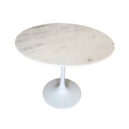 Mesa de Jantar Tulipa Saarinen Redonda 80 Mármore Branco Extra - Branco - 2