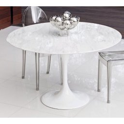 Mesa de Jantar Tulipa Saarinen Redonda 80 Mármore Branco Extra - Branco - 1