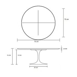 Mesa de Jantar Tulipa Saarinen Redonda 70 Mármore Branco Extra - Branco - 3