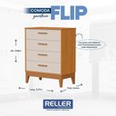 Ver imagem 7 de Jogo de Quarto Infantil Flip Guarda Roupa 4 Portas e Cômoda 4 Gavetas Areia Fosco/savana - Reller M