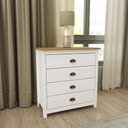Ver imagem 1 de Cômoda Decorativa Madeira Maciça Osiris 4 Gavetas Branco/freijó - G74 - Gran Belo