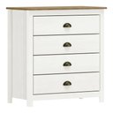Ver imagem 2 de Cômoda Decorativa Madeira Maciça Osiris 4 Gavetas Branco/freijó - G74 - Gran Belo