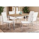 Ver imagem 1 de Mesa de Sala Jantar Reno C/ Tampo Madeira 160cm + 6 Cadeiras Amsterdã Cromada - Assento Branco 106