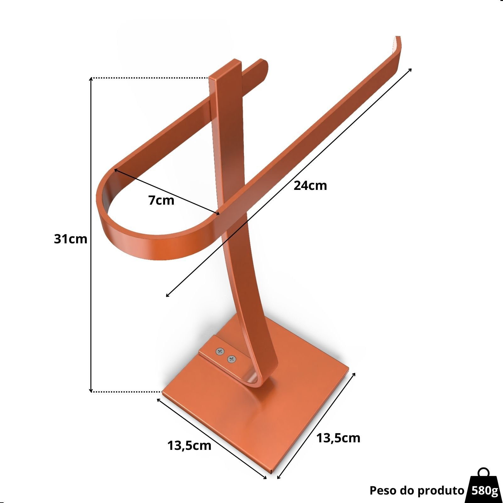 Toalheiro Banheiro Porta Toalha Lavabo Bancada Rose Gold - 5