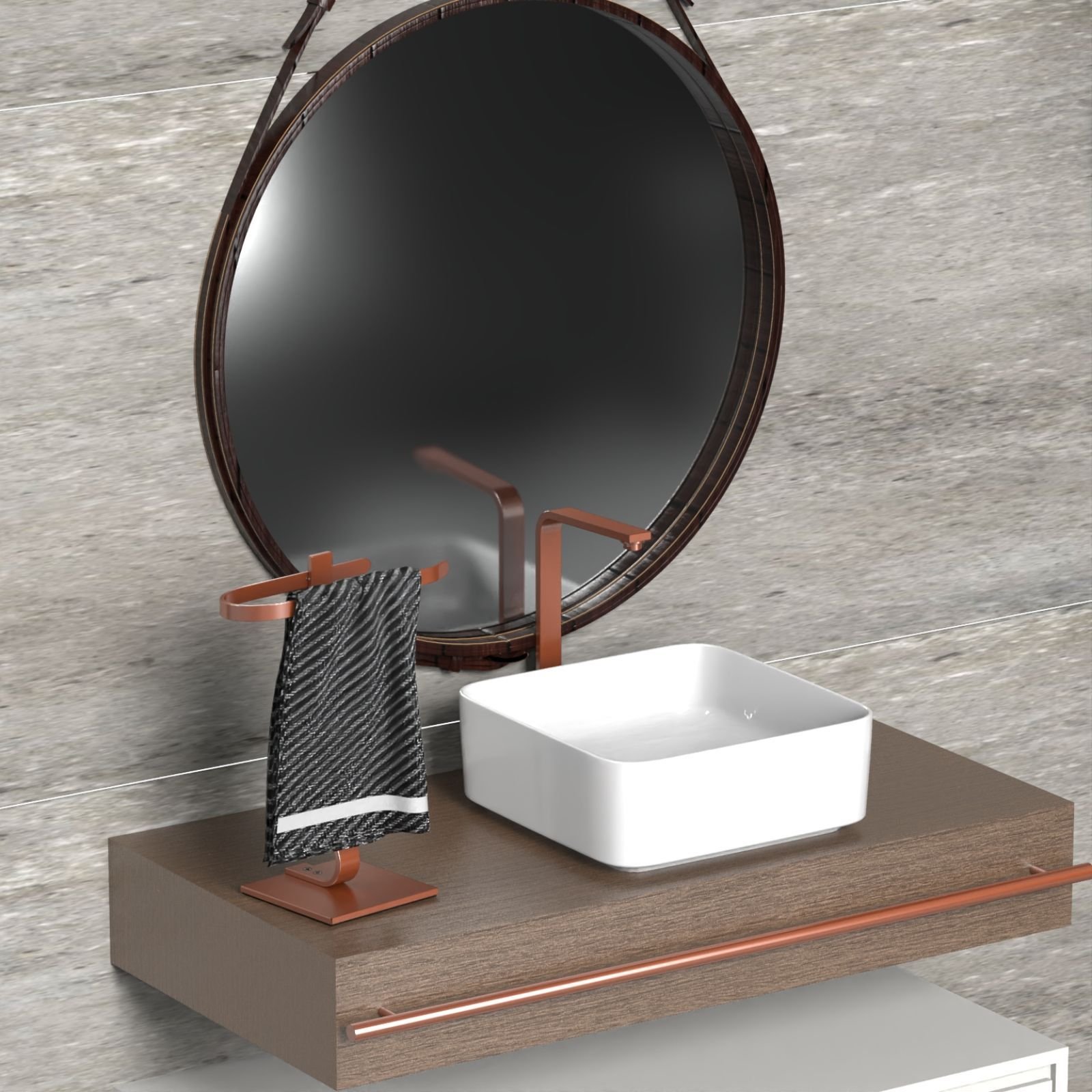 Toalheiro Banheiro Porta Toalha Lavabo Bancada Rose Gold - 3