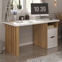 Ver imagem 2 de Mesa Escrivaninha Home Office 142cm 2 Gavetas Dora A02 Branco Olmo - Lyam Decor