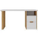 Ver imagem 3 de Mesa Escrivaninha Home Office 142cm 2 Gavetas Dora A02 Branco Olmo - Lyam Decor