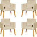 Ver imagem 1 de Kit 4 Poltrona para Sala Recepção Consultório Cadeira Nina Pés Palito Bege Suede