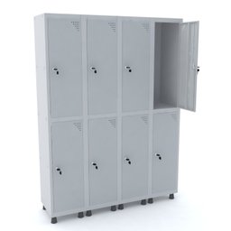 ROUPEIRO DE AÇO 4M 08 PORTAS FECHADURA PANDIN - CINZA GRF 504/8 DI - 1