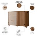 Ver imagem 4 de Cômoda para Quarto 147cm com 4 Gavetas Rusk Carvalho/fendi Z17 - Mpozenato