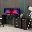 Ver imagem 3 de Mesa Escrivaninha Escritório Estudo com Gavetas Gamer Drx 5000 Preto Móveis Leão