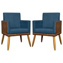 Ver imagem 1 de Kit 2 Poltronas Decorativas Lis Corino e Suede Cores Pé Palito 30cm - Azul-marinho, Suede/corino