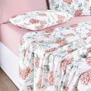 Ver imagem 1 de Jogo de Cama Lençol Maggy Casal 4 Peças Percale 200 Fios Estampado Hortencia Floral Rosa 80% Algod