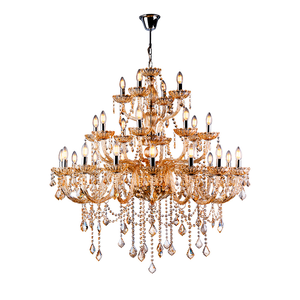 Lustre Pendente de Cristal Candelabro Maria Tereza Nice 28 lâmpadas E14 Bivolt:Champagne/110V/220V