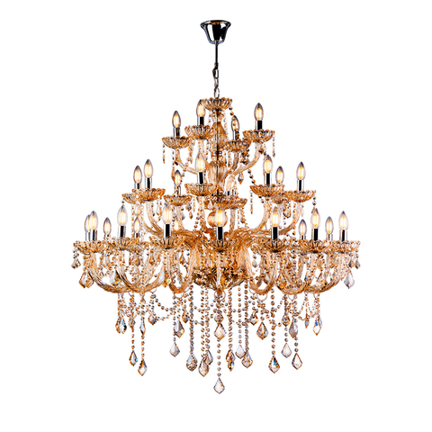 Lustre Pendente de Cristal Candelabro Maria Tereza Nice 28 lâmpadas E14 Bivolt:Champagne/110V/220V