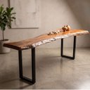 Ver imagem 2 de Aparador Mesa Mesa Madeira Maciça Rústico Prancha Única Live Edge Base Aço Luxo