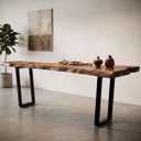 Ver imagem 3 de Aparador Mesa Mesa Madeira Maciça Rústico Prancha Única Live Edge Base Aço Luxo