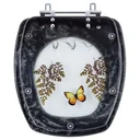 Ver imagem 1 de Assento Sanitario Poliester Decorado Borboleta Primula Plus Preto para vaso Fiori