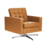 Poltrona Fk Giratória Couro Natural Caramelo Base Alumínio - 1