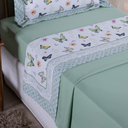 Ver imagem 4 de Jogo de Lençol 3 Peças Completo Girl Cama Solteiro Menina 300 Fios Estampa Digital Verde