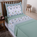 Ver imagem 1 de Jogo de Lençol 3 Peças Completo Girl Cama Solteiro Menina 300 Fios Estampa Digital Verde