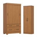 Ver imagem 1 de Guarda Roupa 2 Portas de Correr e 4 Gavetas Marel Flex BE25 com Armário Multiuso Margarida Cinamomo