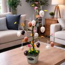 Ver imagem 1 de Arvore Páscoa Osterbaum Verde Enfeite Vaso Ovos Coelho 80cm