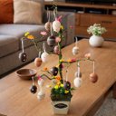 Ver imagem 3 de Arvore Páscoa Osterbaum Verde Enfeite Vaso Ovos Coelho 80cm