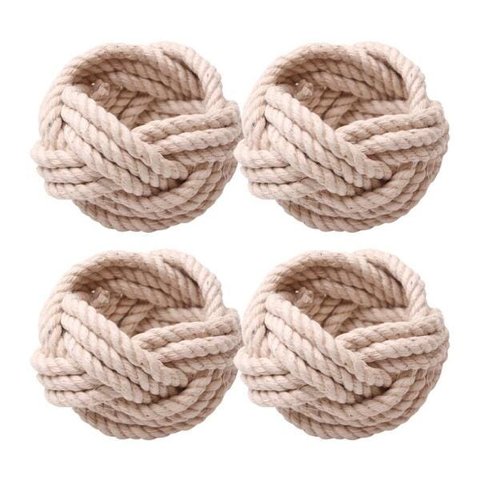 Jogo de 4 aneis Tranca para guardanapo em corda D5,8xA3,3cm cor bege