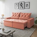 Ver imagem 1 de Sofá Retrátil Design Laranja 150m Tecido Suede Reforçada Reclinável 2 Módulos Milão Laranja