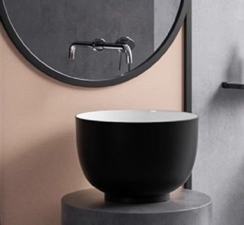 Cuba Apoio Evier Secchio Nero Lavabo Banheiro Preto e Branco - 3
