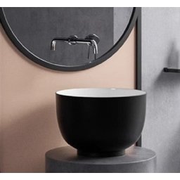 Cuba Apoio Evier Secchio Nero Lavabo Banheiro Preto e Branco - 3