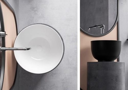 Cuba Apoio Evier Secchio Nero Lavabo Banheiro Preto e Branco - 2
