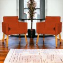 Ver imagem 2 de Kit 8 Poltronas Nina para Recepção Suede Cores Pé Palito 30cm Castanho - Suede