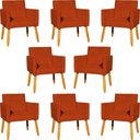 Ver imagem 3 de Kit 8 Poltronas Nina para Recepção Suede Cores Pé Palito 30cm Castanho - Suede
