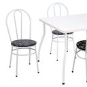 Ver imagem 2 de Mesa com 4 Cadeiras Branca 90x90 Assento Preto Floral - Fil Móveis