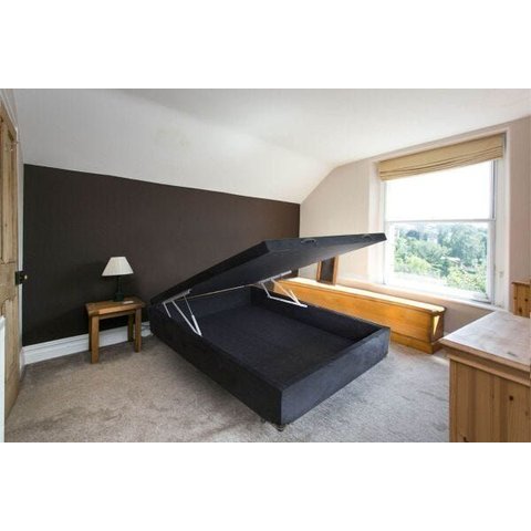 Cama Box Baú 138x188 para Colchão Casal Sleep Brasil Sued Preto