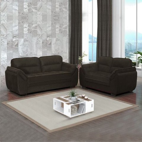 Conjunto de Sofá 2 e 3 Lugares Croácia Veludo Light Marrom