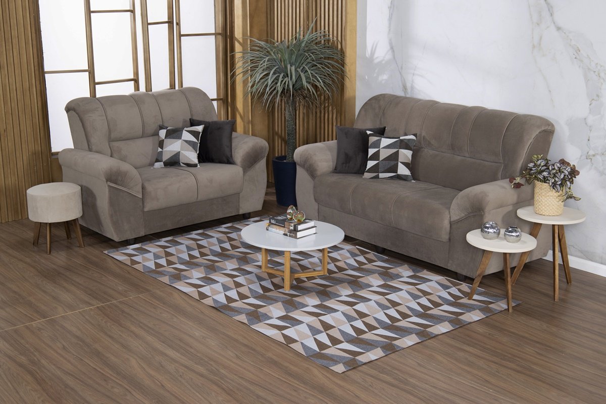 Kit Sala Tapete 3,50 X 1,45 + 4 Capas de Almofada Jacquard Luxo Antiderrapante Estampa Moderna Losan