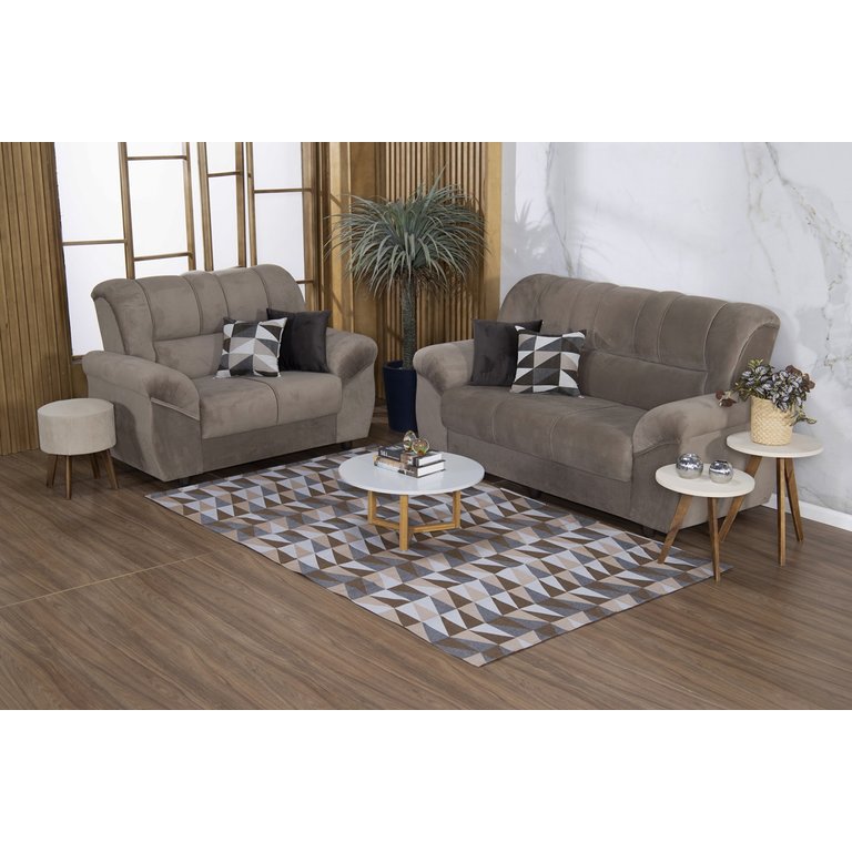 Kit Sala Tapete 3,50 X 1,45 + 4 Capas de Almofada Jacquard Luxo Antiderrapante Estampa Moderna Losan