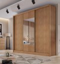 Ver imagem 1 de Guarda Roupa Casal 3 Portas 8 Gavetas com Espelho Arezzo - Móveis Novo Horizonte - Cumaru