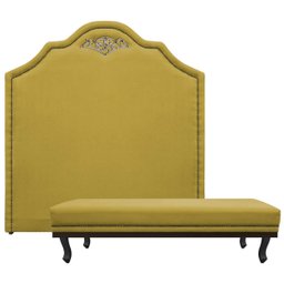 Kit Cabeceira e Calçadeira King Orlando P02 195 cm para cama Box Suede - Doce Sonho Móveis KIT CABEC - 1