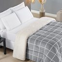 Ver imagem 2 de Coberdrom Cobertor Brooklyn King Sherpa Manta Flannel Quadriculado - Cinza
