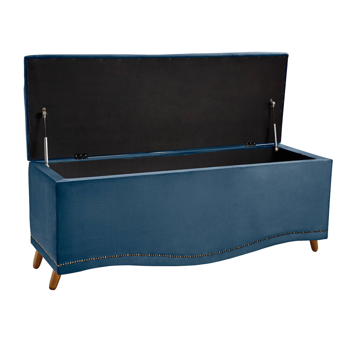 Conjunto Cabeceira/Calçadeira Holanda 1,40 Veludo Luxor Azul - Star Confort - 11