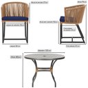 Ver imagem 2 de Mesa com 6 Cadeiras de Jantar Roma 120cm e Noronha em Alumínio Preto Corda Náutica Estofado 10 Trama