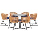Ver imagem 1 de Mesa com 6 Cadeiras de Jantar Roma 120cm e Noronha em Alumínio Preto Corda Náutica Estofado 10 Trama