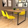 Mesa de Jantar Still Estilo Industrial com 4 Cadeiras Eiffel Natura com Amarelo - 1