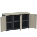 Ver imagem 4 de Armário Baixo Credenza PE40 Pandin 121,50 cm (largura) MDP Nogueira CasaBlanca e Grafito Três